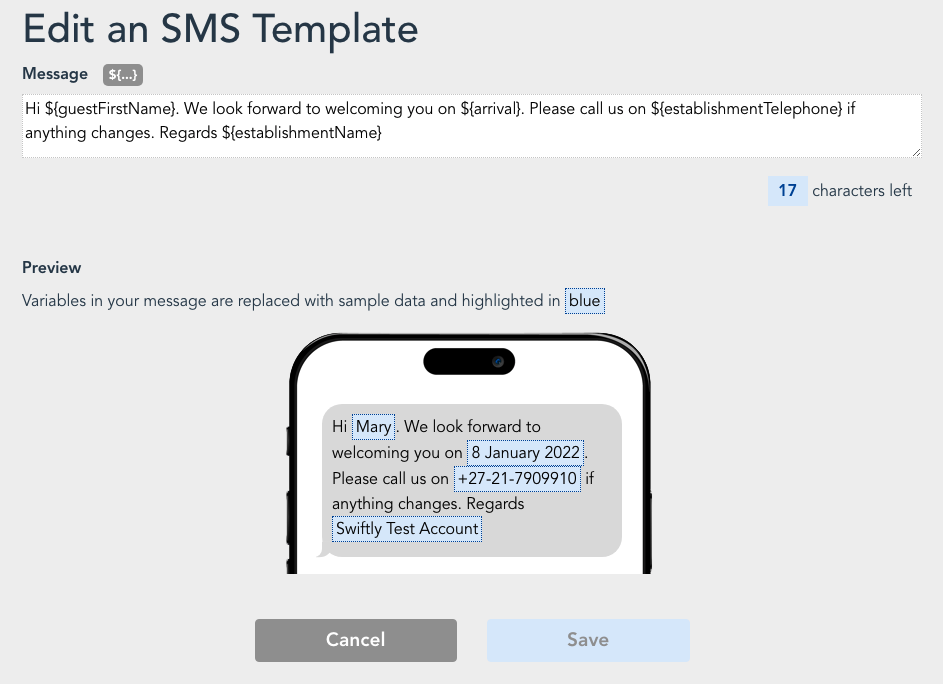 SMS Templates