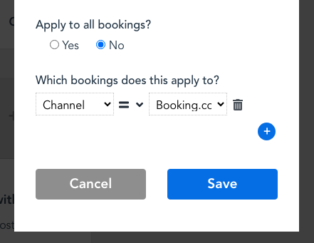 Example Condition to match Booking.com bookings