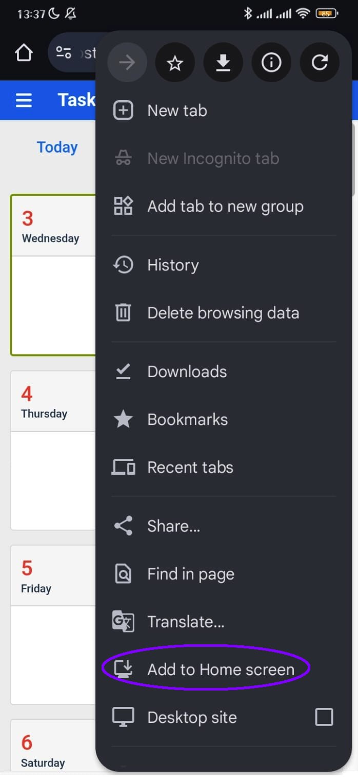 Tap on Add to Home Screen