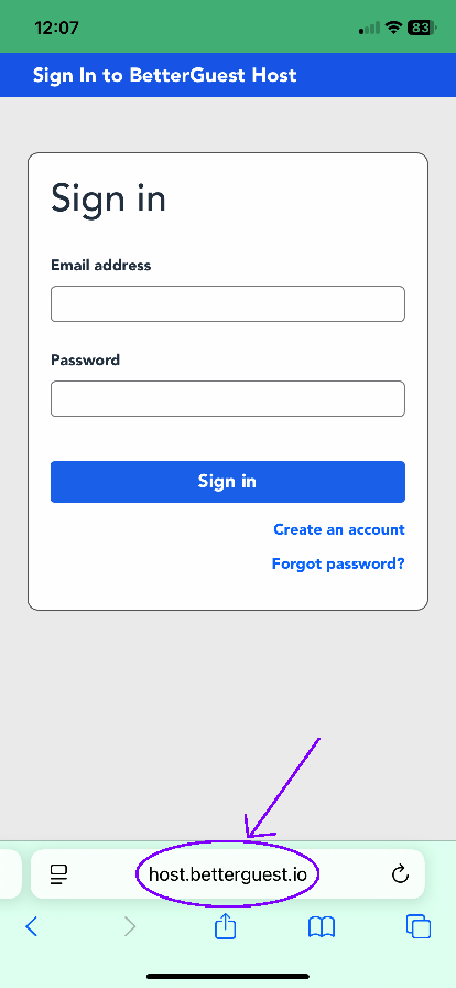 Open BetterGuest in Safari