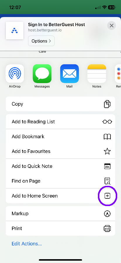 Open BetterGuest in Safari