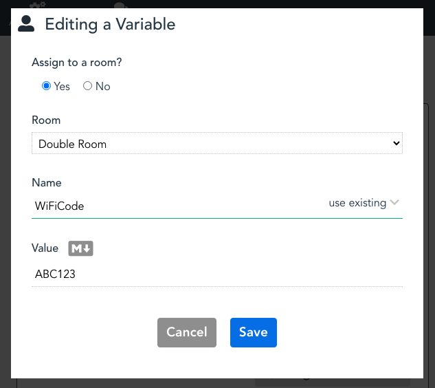 Edit a Room Variable