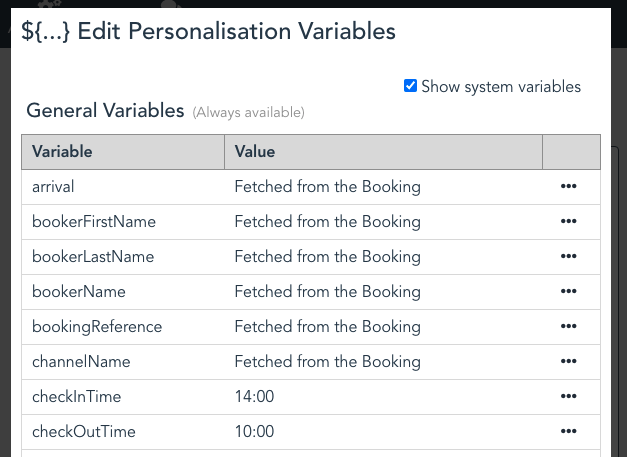 View Personalisation Variables